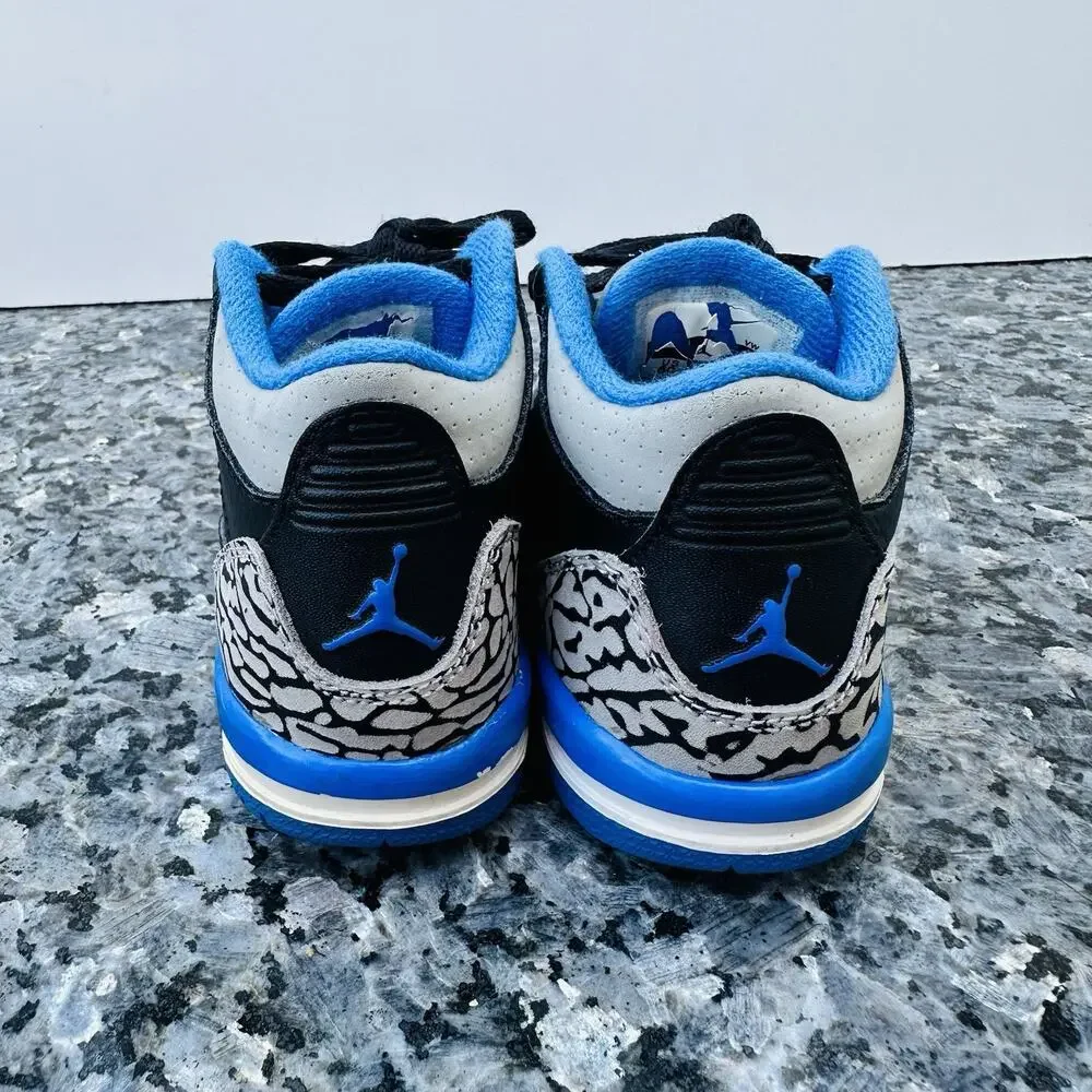 Rare Nike Air Jordan 3 III Retro Black/ROYAL Blue Cement TD Baby 6C 832033-007